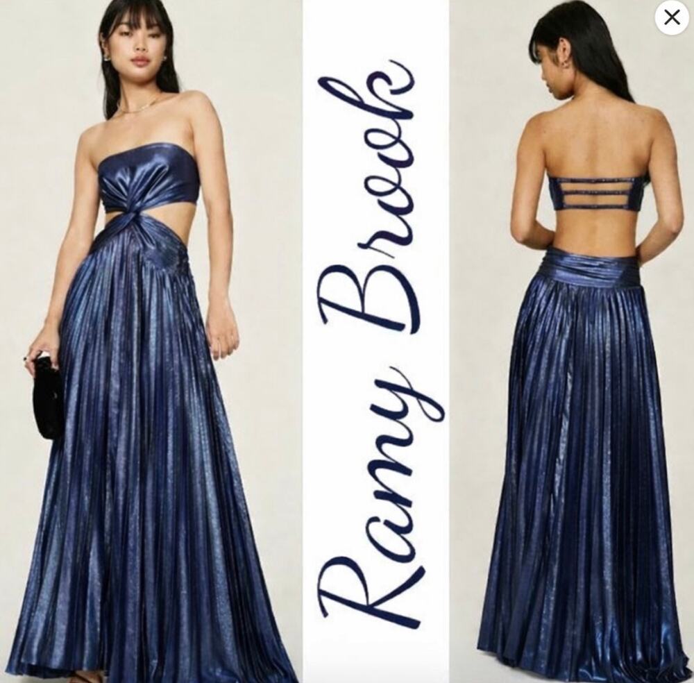 Ramy Brook Midnight Blue Destiny Strapless Gown Sz 8 (as is)